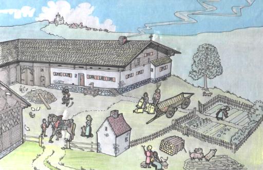 Beispiel eines Haager Wehrbauern-Hofes im Spätmittelalter